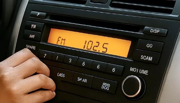 Later-era car radio with an illuminated LED display